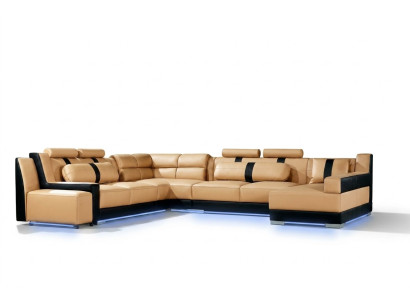 XXL U Form Leder Wohnlandschaft Couch Polster Sitz Ecksofa Sofa Große Garnitur