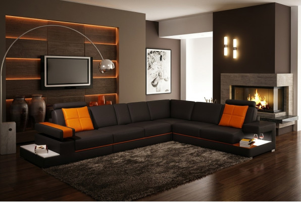 Ledersofa Couch Wohnlandschaft Ecksofa Eck Modern Garnitur Design Dekor