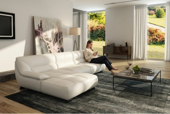 Ledersofa Couch Wohnlandschaft Ecksofa Eck Garnitur Design Modern Sofa