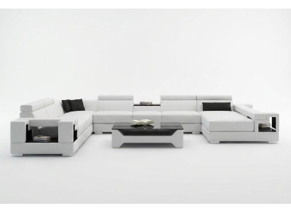 Ledersofa Couch Wohnlandschaft Ecksofa Eck Garnitur Design Modern Sofa 6138