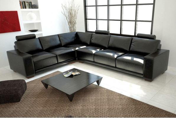 Ledersofa Couch Wohnlandschaft Ecksofa Eck Garnitur Design Modern Sofa A1121B
