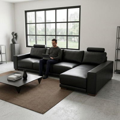 Ledersofa Couch Wohnlandschaft Ecksofa Eck Garnitur Design Modern Sofa A1121C