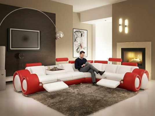 Ledersofa Couch Wohnlandschaft Ecksofa Eck Garnitur Design Modern Sofa A1163