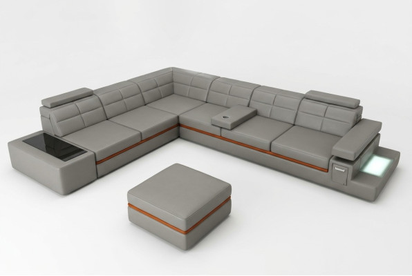 Ledersofa Couch Wohnlandschaft Ecksofa Eck Garnitur Design Modern Sofa B2011
