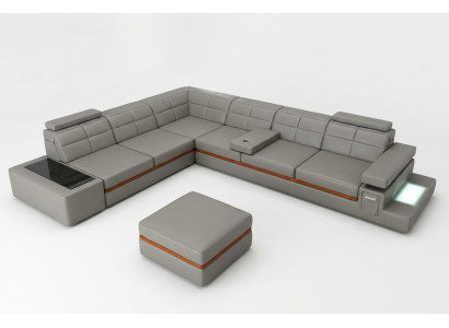 Ledersofa Couch Wohnlandschaft Ecksofa Eck Garnitur Design Modern Sofa B2011