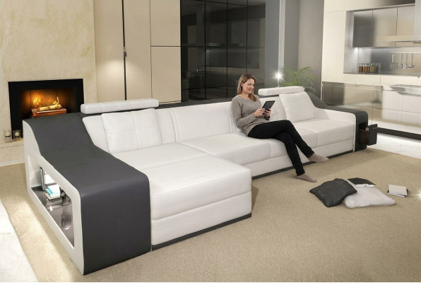 Ledersofa Couch Wohnlandschaft Ecksofa Eck Garnitur Design Modern Sofa B2017B