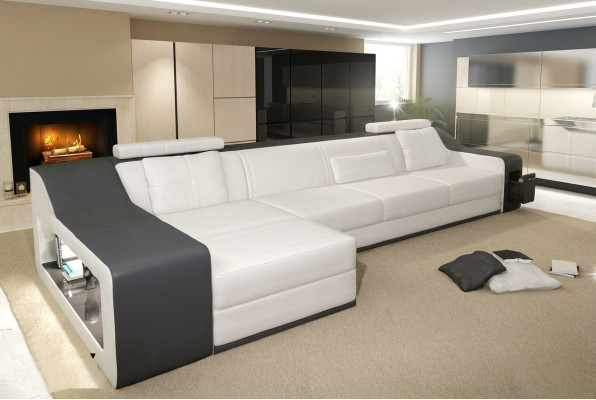 Ledersofa Couch Wohnlandschaft Ecksofa Eck Garnitur Design Modern Sofa B2017B