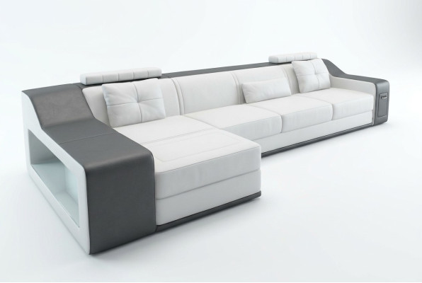 Ledersofa Couch Wohnlandschaft Ecksofa Eck Garnitur Design Modern Sofa B2017B
