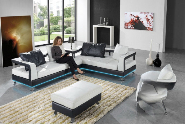 Ledersofa Couch Wohnlandschaft Ecksofa Eck Garnitur Design Modern Sofa Neu