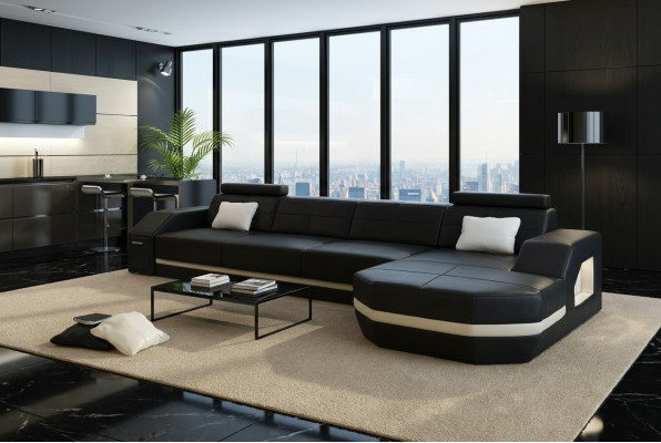 Elegantes Schwarzes Ecksofa in L-Form Stilvolle Möbel für Ihr Zuhause