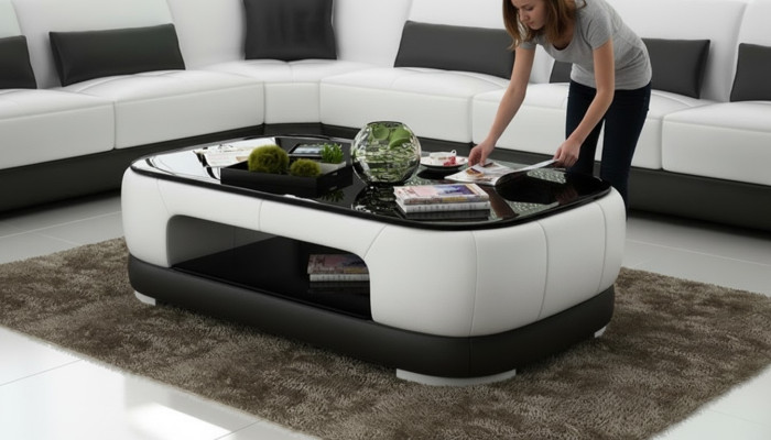 Gepolsterter Couchtisch Tisch Couchtische Glastisch Beistelltisch