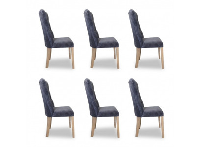 6x Stühle Stuhl Polster Design Chesterfield Garnitur Sessel Komplett Set