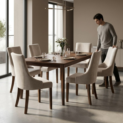 6x Designer Polster Stuhl Set Garnitur Stühle Komplett Lehn Sitz Lounge Club Neu