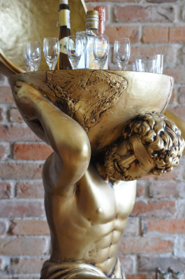 Antik Stil Klassischer Globus Atlas Minibar Bar Wein Regal Statue Skulptur Deko