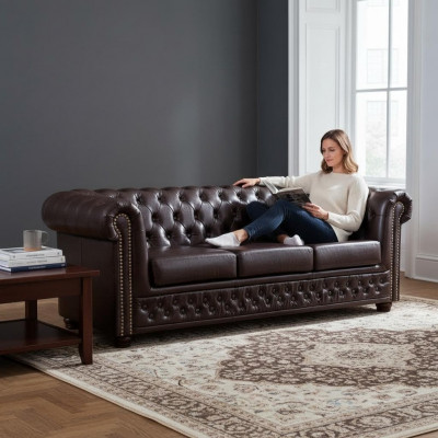 Chesterfield Sofagarnitur Sofa 3+1+1 Couch Polster Set Sofas Couchen Yorki Neu
