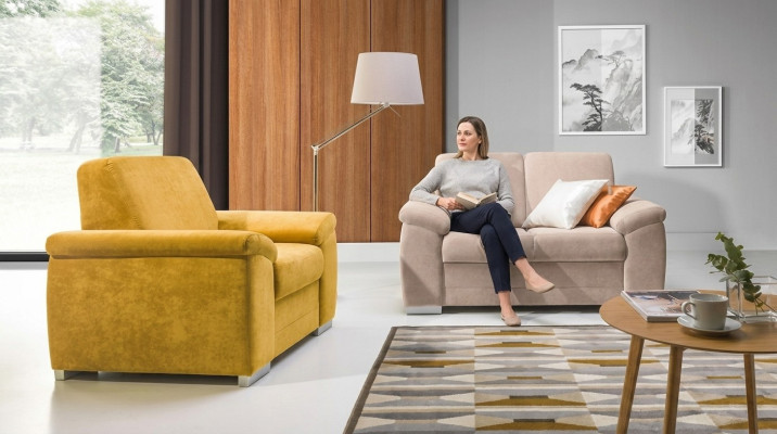 Design 2 Sitzer Relax Sofas Club Lounge Sofa Textil Polster Couch Stoff Couchen