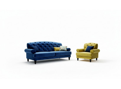 Klassische Design Sofagarnitur 3+1 Sofa Couch Polster Chesterfield Sofas Set Neu