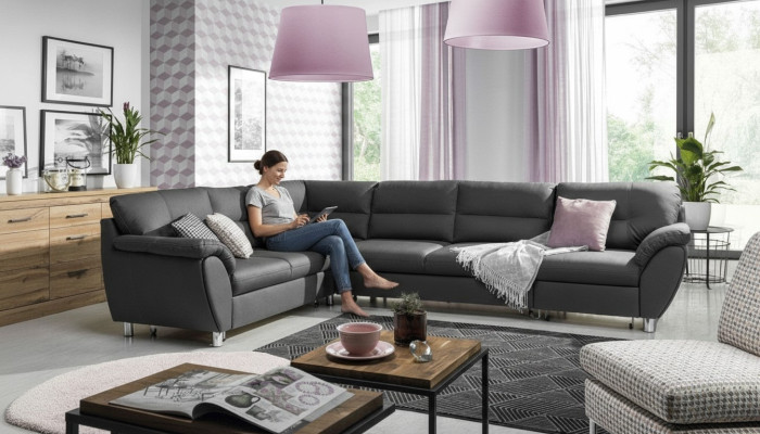 Wohnlandschaft Schlafsofa U Form Stoff Textil Sofa Couch Polster Eck