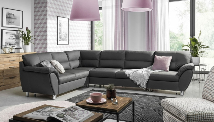 Wohnlandschaft Schlafsofa U Form Stoff Textil Sofa Couch Polster Eck