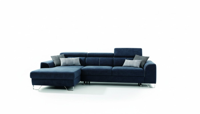 Stoff Sofa Couch Polster Eck Design Garnitur Blaue Wohnlandschaft Textil
