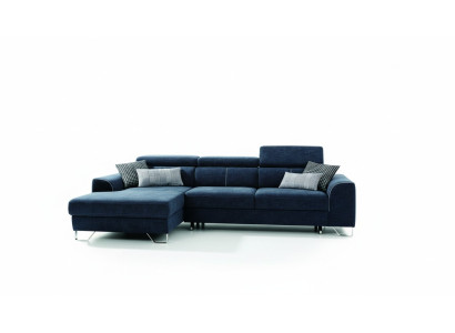 Stoff Sofa Couch Polster Eck Design Garnitur Blaue Wohnlandschaft Textil
