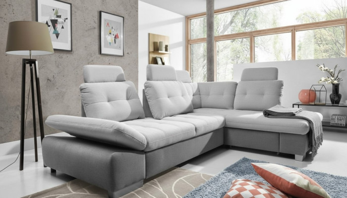 Textil Ecksofa Sofa Couch Polster Eck Garnitur Stoff Schlaf Wohnlandschaft Neu