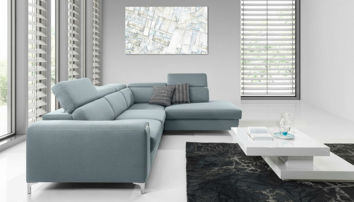 Designer-komfortables, weiches Ecksofa in exquisitem Blau für das Wohnzimmer