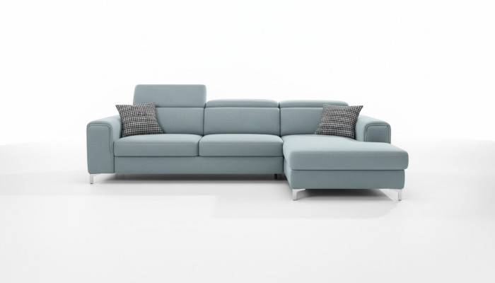 Designer-komfortables, weiches Ecksofa in exquisitem Blau für das Wohnzimmer