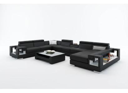 XXL Big Wohnlandschaft Ledersofa Sofa Couch Polster Sofas Garnitur