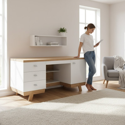 Moderner Schreibtisch Tisch Schreibtische Büro Office Chef Tische Holz Aspen