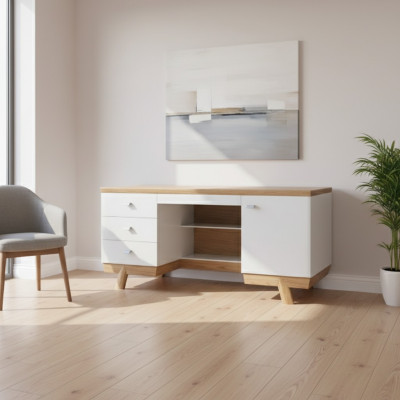 Moderner Schreibtisch Tisch Schreibtische Büro Office Chef Tische Holz Aspen