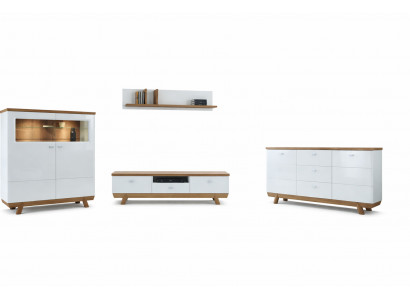 Wohnzimmer Garnitur Set Wohnwand Sideboard Vitrine Regal Design Hotel Möbel Neu