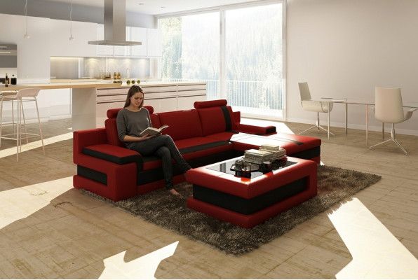 Ledersofa Couch Wohnlandschaft L Form Design Modern Sofa Eck Sofas