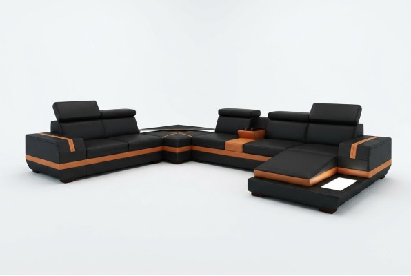 Ledersofa Couch Wohnlandschaft U-Form Design Modern Sofa Eck Sofas Design 5099