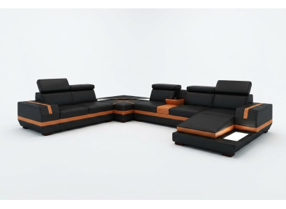 Ledersofa Couch Wohnlandschaft U-Form Design Modern Sofa Eck Sofas Design 5099