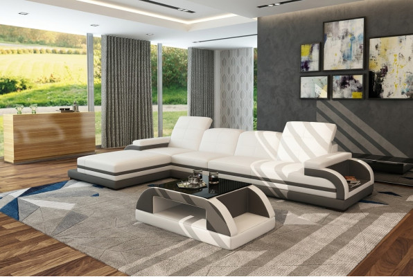 Ledersofa Couch Wohnlandschaft L-Form Design Modern Sofa Ecksofa Sofas
