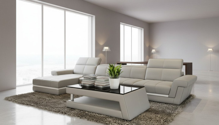 Ledersofa Couch Wohnlandschaft L-Form Design Modern Sofa 5136B Sofas