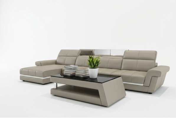Ledersofa Couch Wohnlandschaft L-Form Design Modern Sofa 5136B Sofas