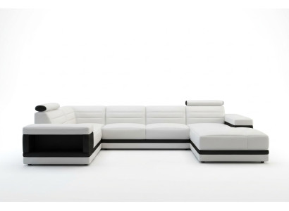 Ledersofa Couch Wohnlandschaft Ecksofa U-Form Design Modern Sofa