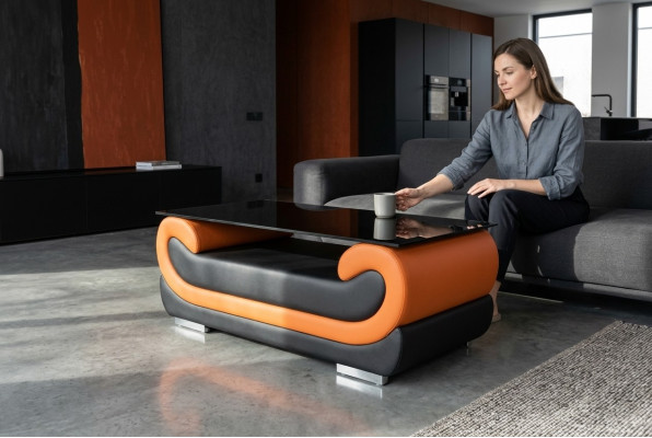 Großartiges Design Glastisch Gepolsterter Wohnzimmer Beistell Tisch