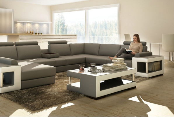 Luxus Glastisch Wohnzimmer Beistelltisch Designer Tischer Glas Leder