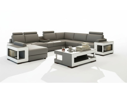 Luxus Glastisch Wohnzimmer Beistelltisch Designer Tischer Glas Leder