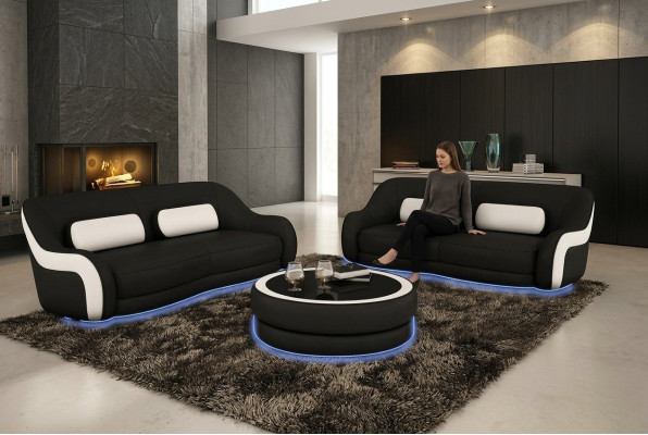 Runder Couchtisch Beistelltisch Tische Tisch Couch Sofa Rundtisch Leder