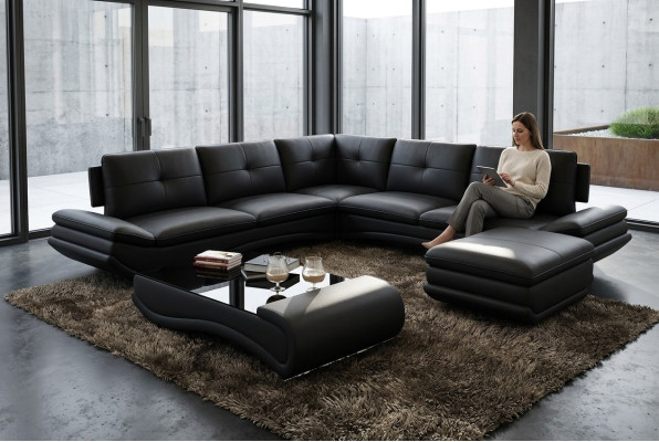 Sofatisch Design Wonzimmer Glas Leder Couch Sofa Tisch Kaffee Beistell