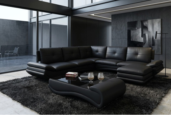Sofatisch Design Wonzimmer Glas Leder Couch Sofa Tisch Kaffee Beistell