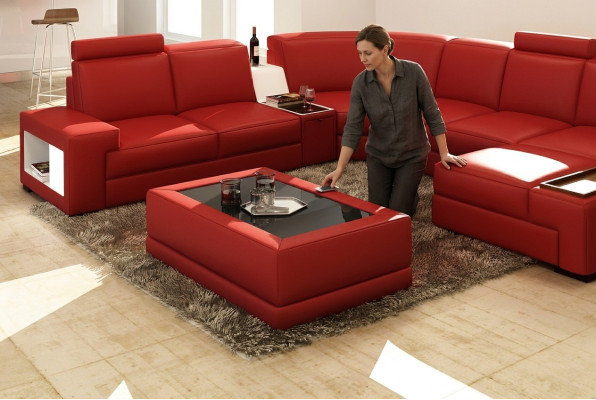 Luxus Couchtische Polser Leder Designer Wohnzimmer Beistelltisch Tische