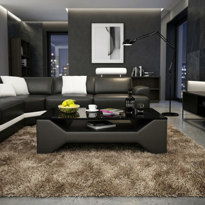 Sofatisch Design Tisch Wonzimmer Glas Leder Sofa Beistell Kaffee Couch