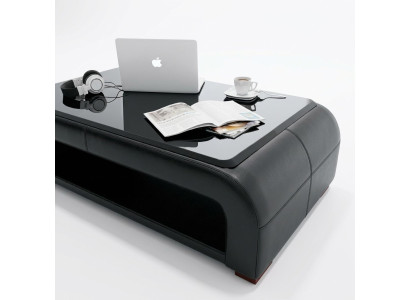 Sofatisch Design Tisch Wonzimmer Glas Leder Couch Beistell Sofa Kaffee