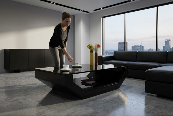 Design Space Luxus Leder Glastisch Wohnzimmer Sofa Tisch Beistelltische