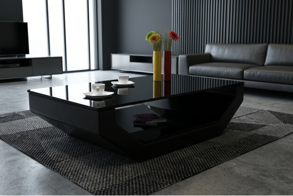 Design Space Luxus Leder Glastisch Wohnzimmer Sofa Tisch Beistelltische